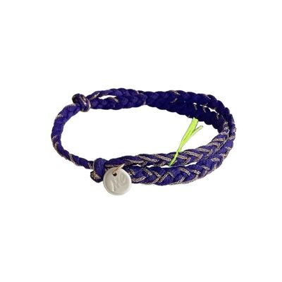 Deborah braid bracelet with medallion MC - Cobalt blue