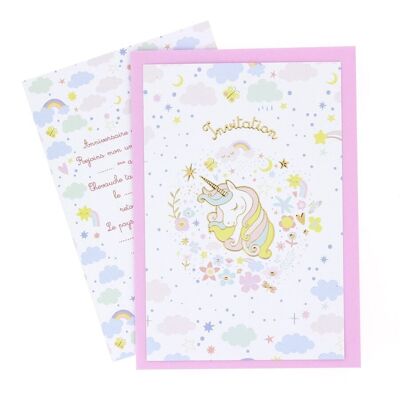 6 Unicorn Invitations - Recyclable