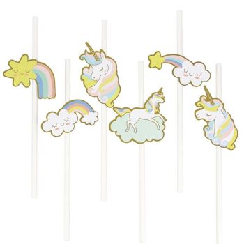 6 Pailles en papier Licorne - Recyclable 1