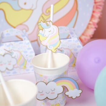 6 Pailles en papier Licorne - Recyclable 5