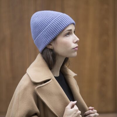 Wool and cashmere beanie - lavender blue