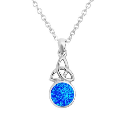 Magnifique collier Triquetra en opale bleue