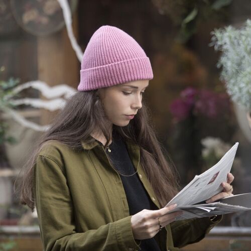 Bonnet laine et cachemire - rose