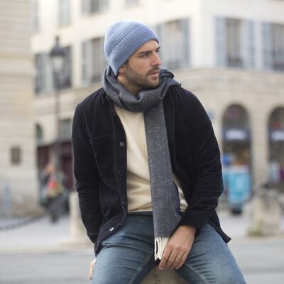 Wool and cashmere beanie - steel blue