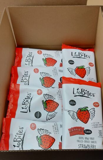 LioBites 100% Fraises lyophilisées crues - 18 x Multipack de 5 paquets 3