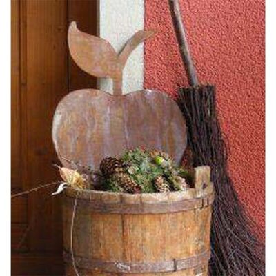 Edelrost Gartendeko Apfel | Herbst Fensterdeko aus Metall | 10 x 11 cm