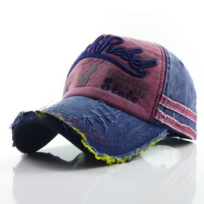 Embroidered Letter Ripped Fashion Cap