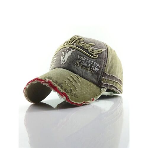 Embroidered Letter Ripped Fashion Cap