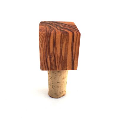 Bottle cap cube stopper cork handmade olive wood