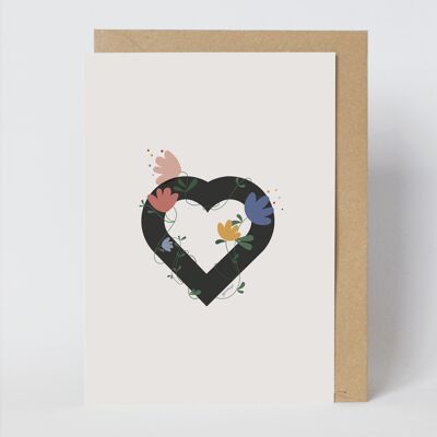 Card with envelope - Black wild heart