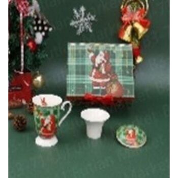 Tasse à thé de Noël avec égouttoir et couvercle dans une boîte cadeau de couleur 2