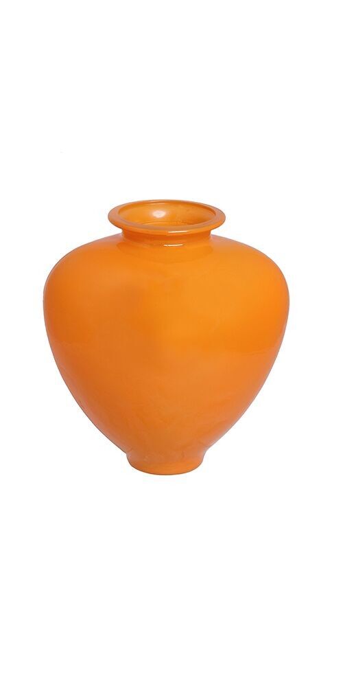 Modern glass vase in orange. Origin: Spain Dimension: 25x17x25cm EE-011Y