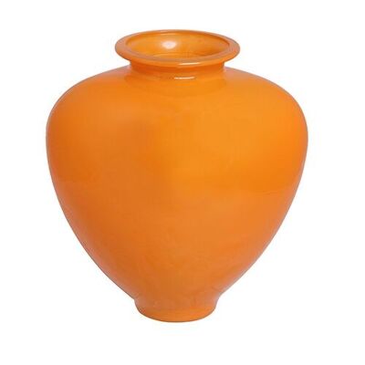 Modern glass vase in orange. Origin: Spain Dimension: 25x17x25cm EE-011Y