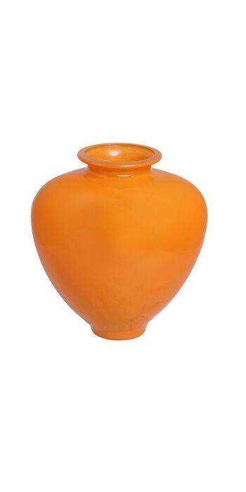 Vase en verre moderne orange. Origine : Espagne Dimension : 25x17x25cm EE-011Y