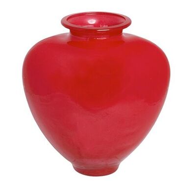 Vase en verre moderne en rouge.  Origine : Espagne Dimension : 25x17x25cm EE-011R