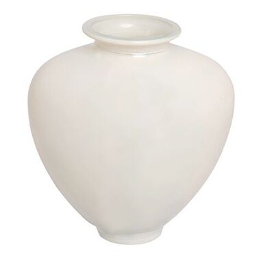 Modern glass vase in white.  Origin: Spain  Dimension: 25x17x25cm EE-011W