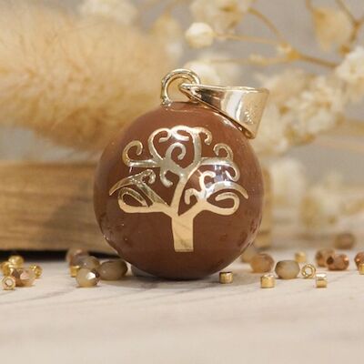 Pregnancy bola Tree of life Chocolate yellow gold plated