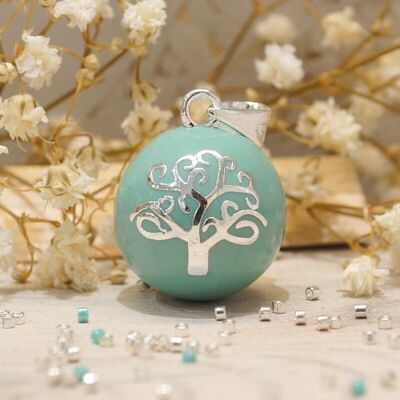 Silver Plated Blue Lagoon Maternity Bola Tree of Life