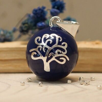 Pregnancy bola Tree of life Midnight silver plated