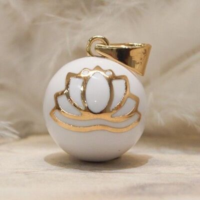 Bola embarazo flor de loto blanco bañada en oro
