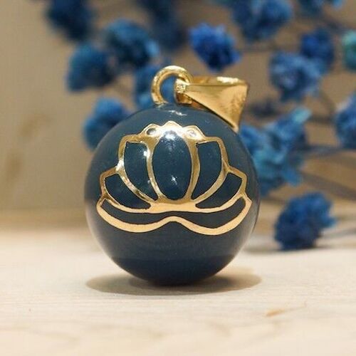 Bola de grossesse Fleur de lotus Bleu pétrole plaqué or