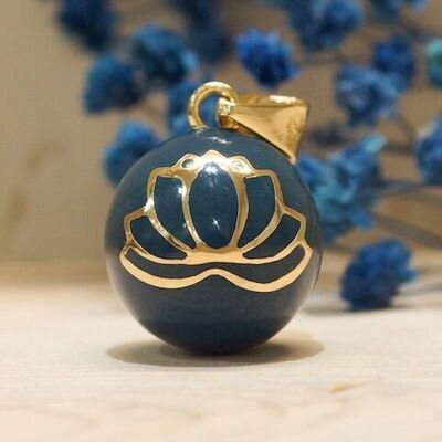 Bola premamá Flor de loto Azul petróleo baño oro