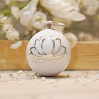 Silver plated white lotus flower maternity bola