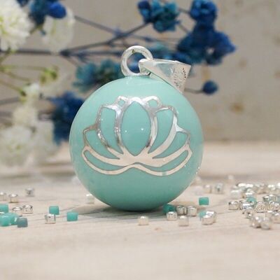 Bola di gravidanza Fiore di loto Laguna blu placcata argento