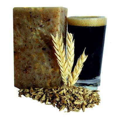 Jabón en frío NINKHASY - Jabón exfoliante natural con cerveza negra de los Vosgos y grano gastado