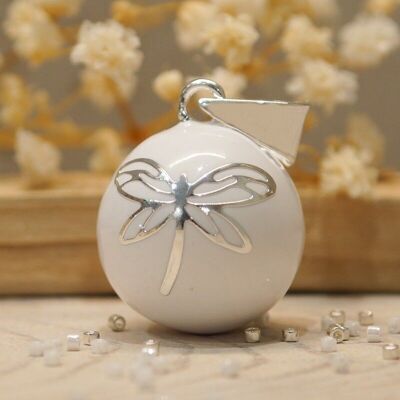 Maternity bola Dragonfly White silver plated