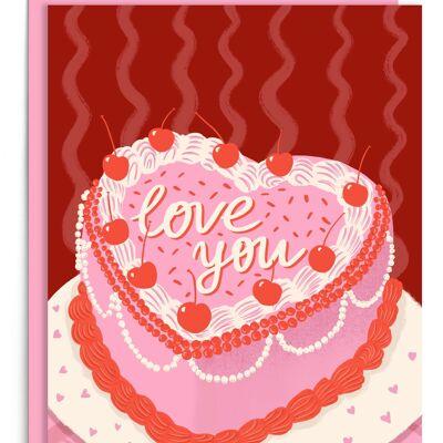 Love You | Valentine's Day Cake Card | Anniversary Card