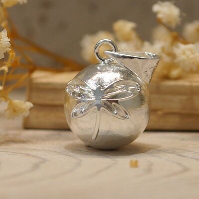 Silver plated frosted dragonfly pregnancy bola
