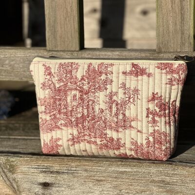 zipped and lined toile de jouy pouch