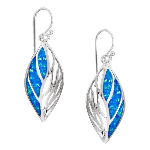 Beautiful Large Blue Opal Marquise Earrings