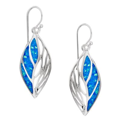 Beautiful Large Blue Opal Marquise Earrings
