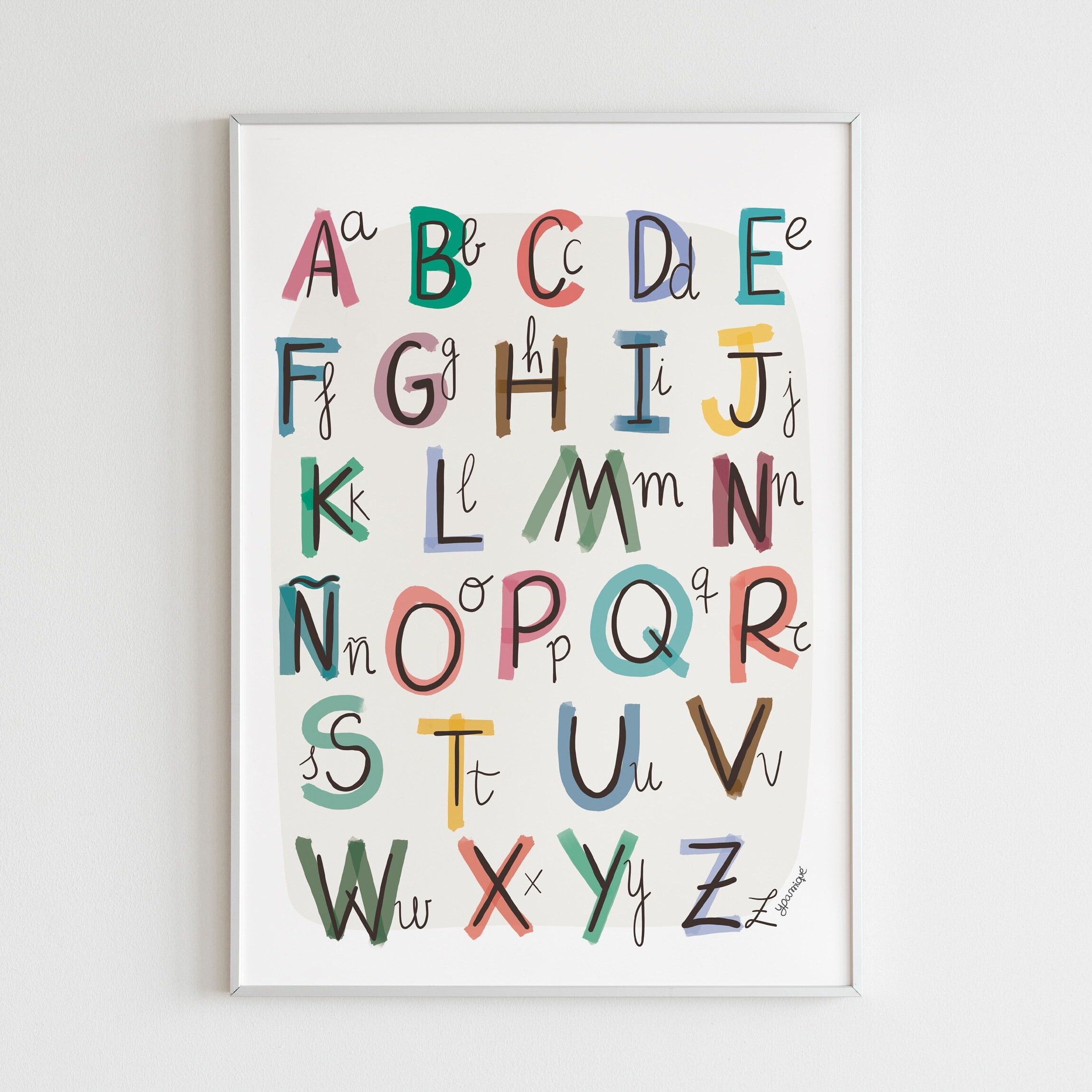 Alphabet-Druckvorlage, farbiges Papier