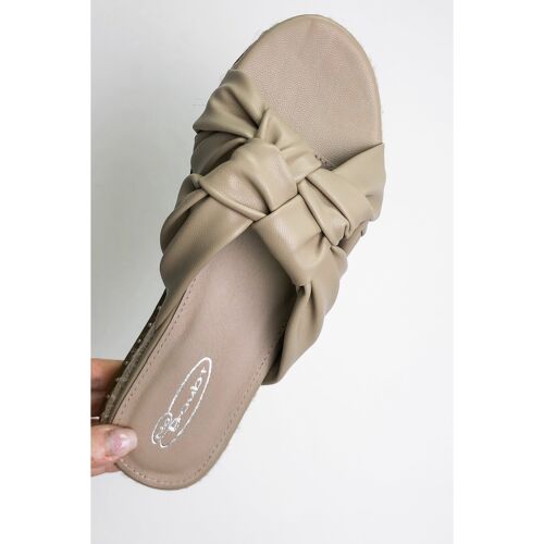 Dark Nude PU Knot Front Flatform Espadrille Sandals