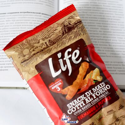 Corn sticks, LIFE, cheese and paprika flavour, 50g