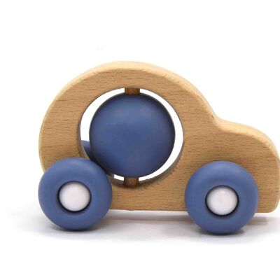 Auto aus Silikon und Holz in Blau
