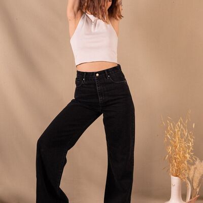 Jeans a zampa neri da donna in cotone biologico - Clara