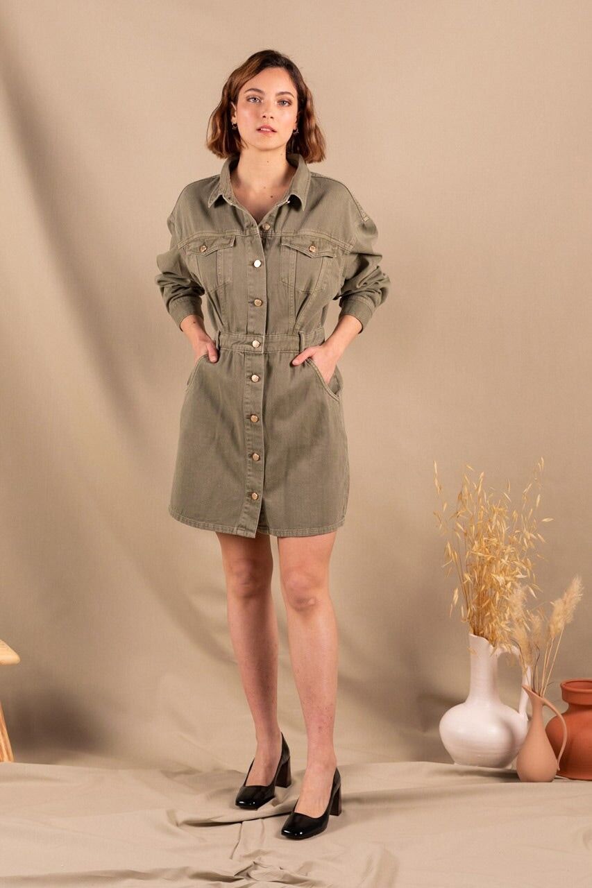 Olive clearance denim dress