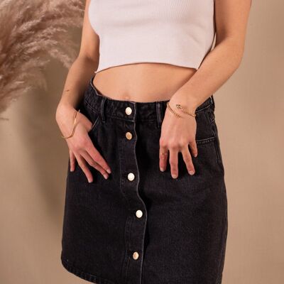 Black organic cotton skater cut skirt - Maëlle