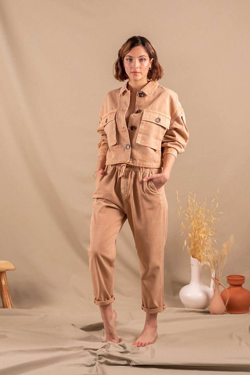 Nude paperbag clearance pants