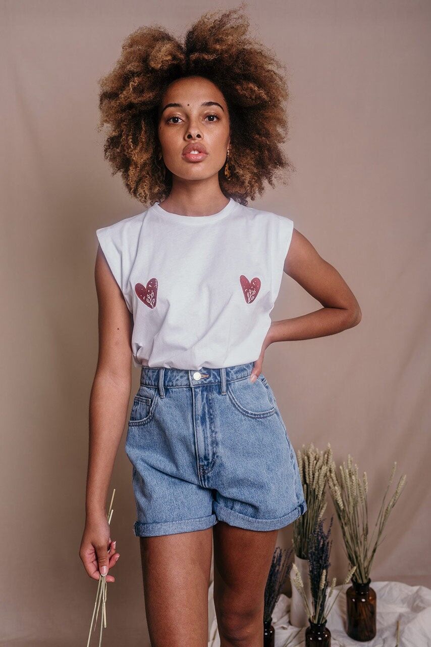 Weißes Damen-T-Shirt aus Bio-Baumwolle - Olympe Cœurs