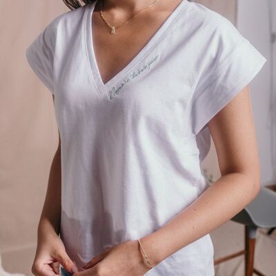 Camiseta mujer blanca de algodón orgánico - Delphine Nagev