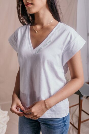 Tee-shirt Femme blanc en coton bio - Delphine Nagev 1