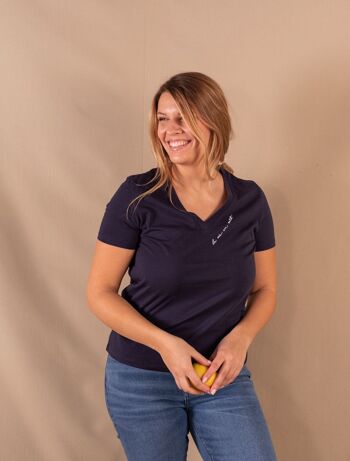 Tee-shirt Femme marine en coton bio - Cathy La vie en vert 1