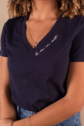 Tee-shirt Femme marine en coton bio - Cathy La vie en vert 5