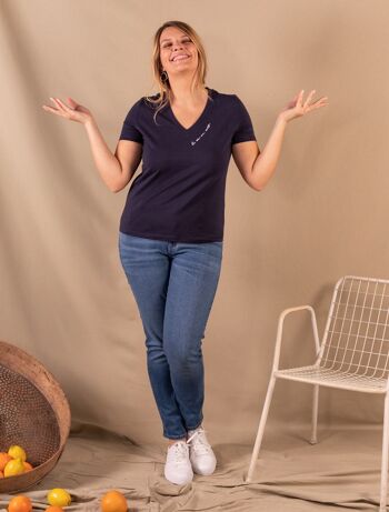 Tee-shirt Femme marine en coton bio - Cathy La vie en vert 2