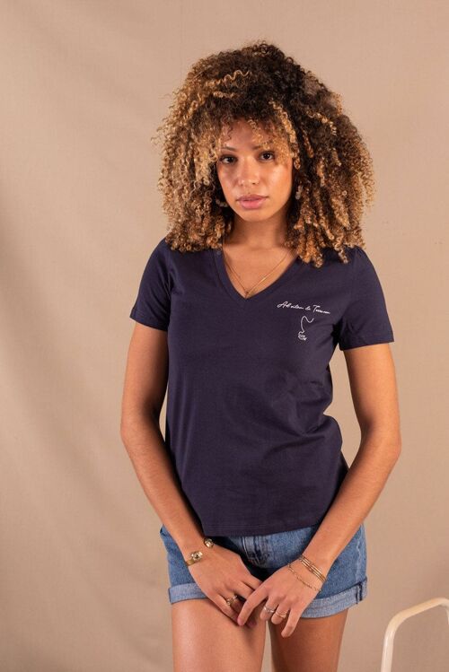 Tee-shirt Femme bleu marine en coton bio - Cathy Advitam